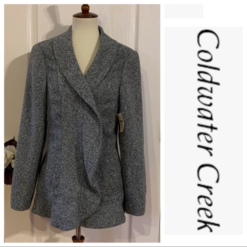 NWT Gray Shawl Collar Tweed Jacket